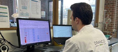 Lab consultant with screen
